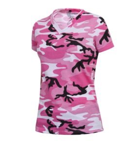 Triko dámské V-výstřih prodloužené PINK CAMO vel. M