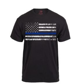 Triko THIN BLUE LINE US vlajka ČERNÉ vel. 4XL