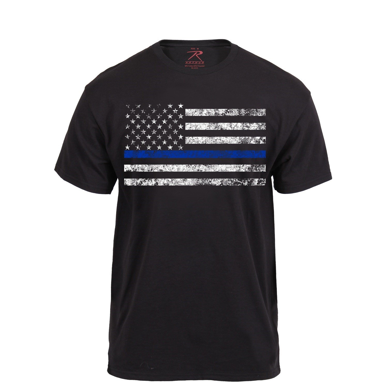 Triko THIN BLUE LINE US vlajka ČERNÉ vel. 4XL