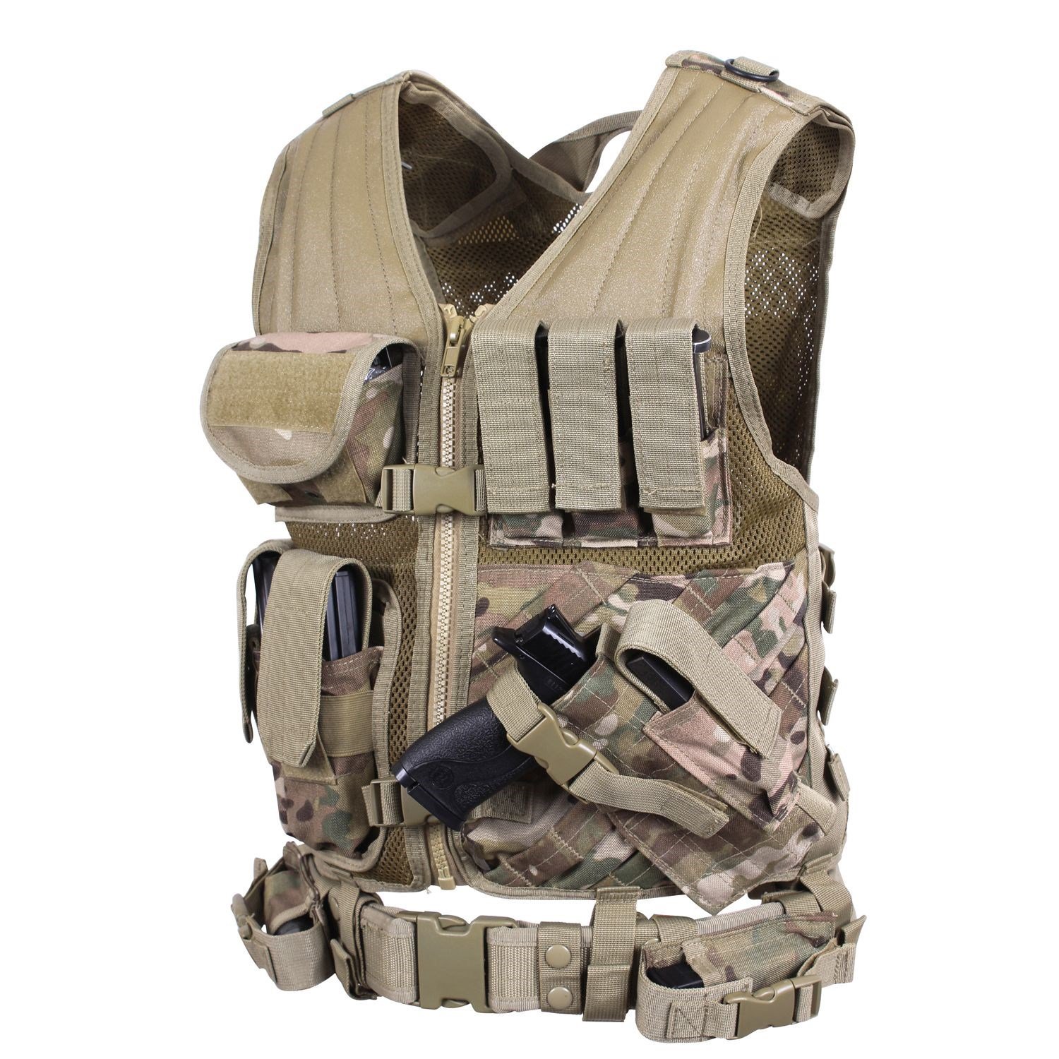 ROTHCO vesta taktická CROSS DRAW MOLLE MULTICAM