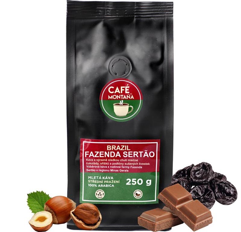 Café Montaña Brazil Fazenda Sertão, mletá káva Velikost balení: 500g, Hrubost mletí: Moka konvička
