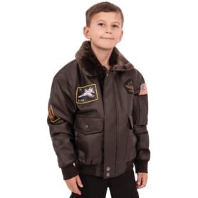 Bunda dětská WWII AVIATOR FLIGHT TMAVĚ HNĚDÁ vel. XS