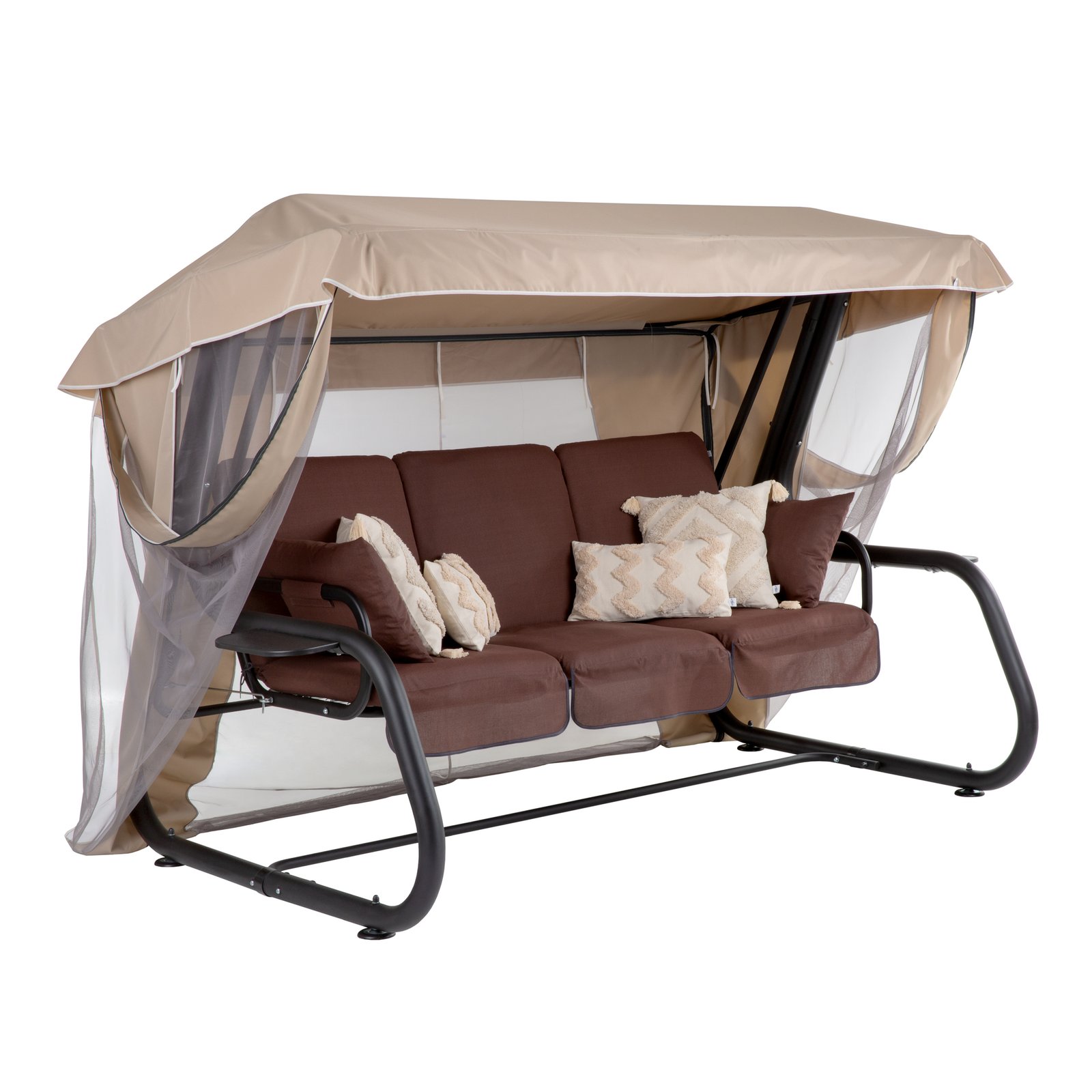 Zahradní houpačka Venezia Lux s moskytiérou, polštářky a bočními stolky H047-04PB PATIO