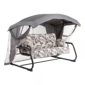 Zahradní houpačka Ravenna Lux Black Edition s moskytiérou a s bočními stolky G057-06PB PATIO