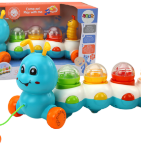 Lean Toys Barevná tahací housenka se světly a zvuky