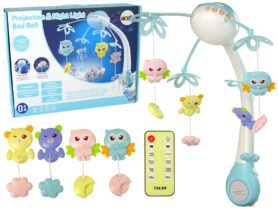 Lean Toys Kolotoč nad postýlku s projektorem modrý