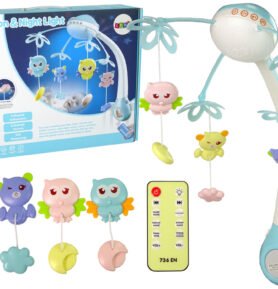 Lean Toys Kolotoč nad postýlku s projektorem modrý