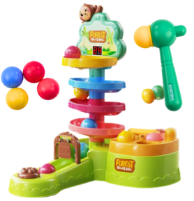 Lean Toys Interaktivní senzorická kuličková dráha s katapultovacím kladivem