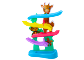 Lean Toys Skluzavka pro míčky s motivem žirafy a opice, barevná