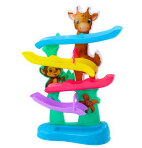 Lean Toys Skluzavka pro míčky s motivem žirafy a opice, barevná