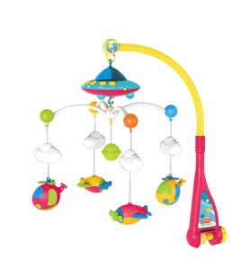 Lean Toys Kolotoč nad postýlku pro miminko UFO letadla projektor 108 melodií