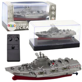 Lean Toys Vojenská loď na dálkové ovládání RC stříbrná
