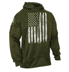 Mikina CONCEALED CARRY s kapucí US vlajka ZELENÁ vel. XXL