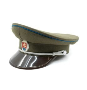 Brigadýrka SK stříbrný odznak, kšilt plast, modrá linka ZELENÁ vel. 53