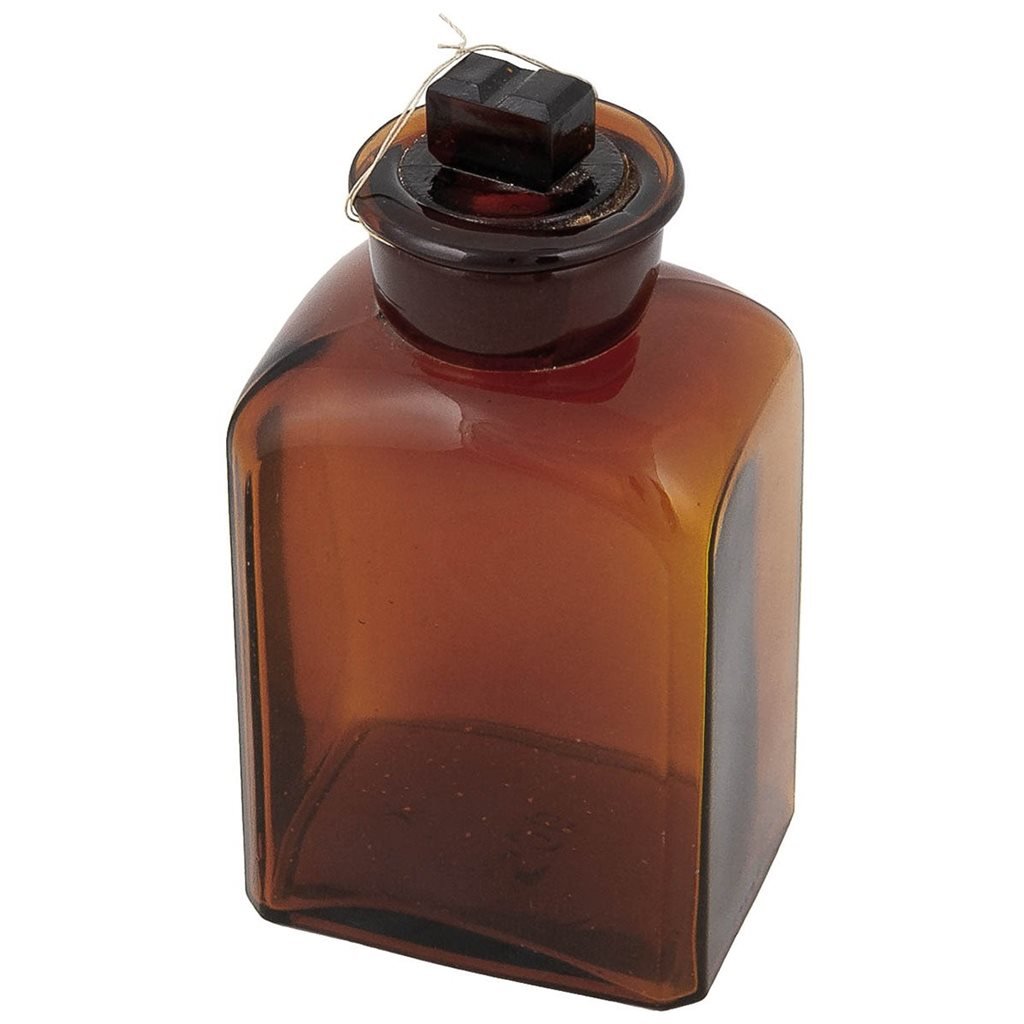 Láhev skleněná hranatá s broušeným širokým hrdlem 500 ml HNĚDÁ
