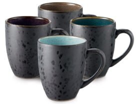Bitz Sada 4 kameninových hrnků s ouškem 30 cl Black/Dark