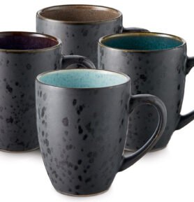 Bitz Sada 4 kameninových hrnků s ouškem 30 cl Black/Dark