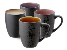 Bitz Sada 4 kameninových hrnků s ouškem 30 cl Black/Light