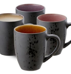 Bitz Sada 4 kameninových hrnků s ouškem 30 cl Black/Light