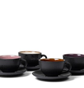 Bitz Šálek s podšálkem 24cl Black/Mix (sada 4 ks)