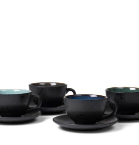 Bitz Šálek s podšálkem 24cl Black/Mix (sada 4 ks)