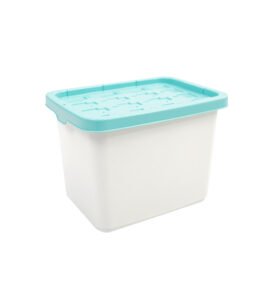 Doloni Úložný box s víkem 37x27x27 Bílý/Tyrkysový