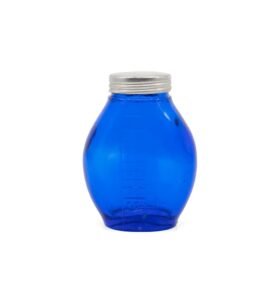 Lahvička skleněná s víčkem PLIVÁTKO s měrkou 100 ml MODRÁ