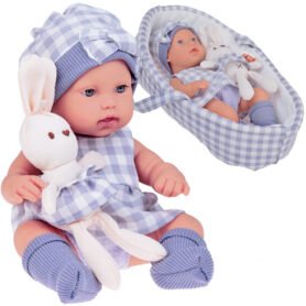 Jokomisiada Panenka Newborn s králíčkem v košíku Šedá