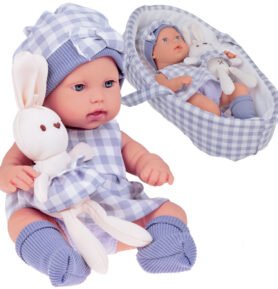 Jokomisiada Panenka Newborn s králíčkem v košíku Šedá