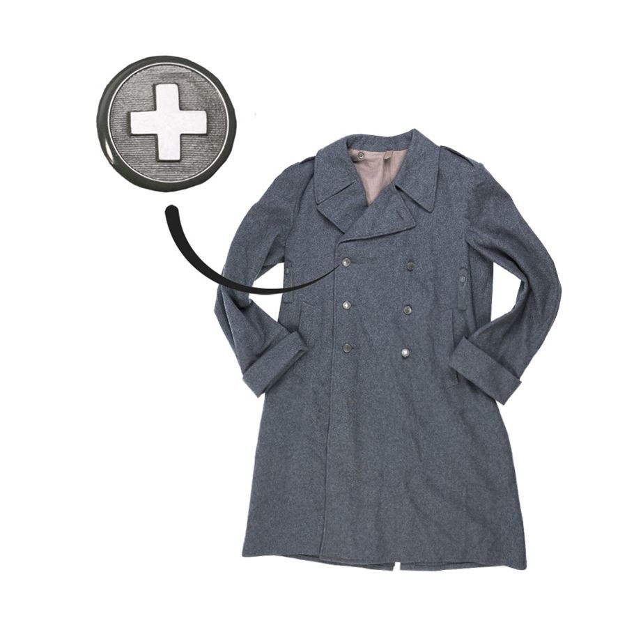 Kabát švýcarský vlněný dvouřadé knoflíky vel. 52 BB