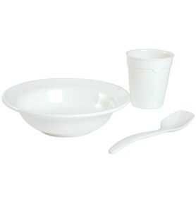 Nádobí plastové MEPAL sada hrnku, talíře a lžíce BÍLÁ