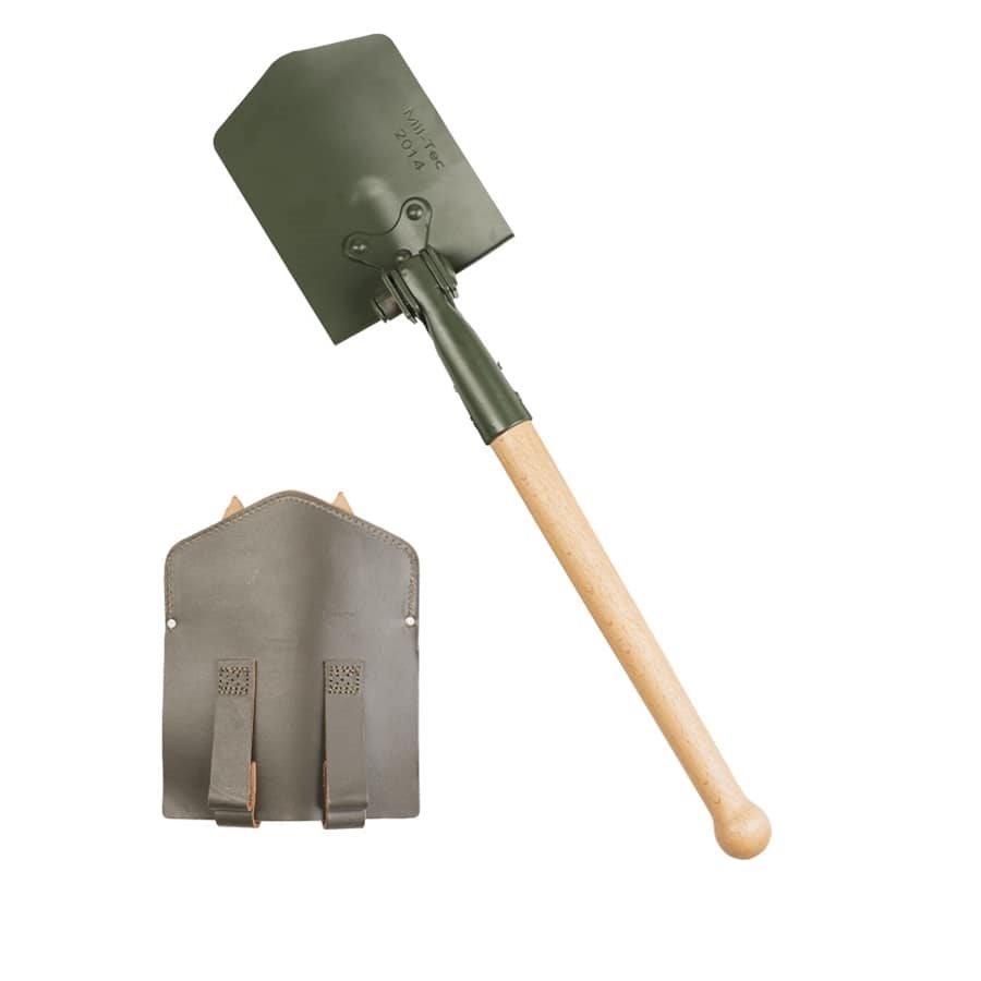 MIL-TEC lopatka BW typ sklopný s kopáčkem a koženým pouzdrem