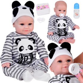 Tomido Rozkošná měkká Panenka Chlapec 45cm jako živá oblečená v kombinéze Panda