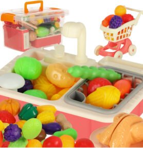 Tomido Dětská kuchyňská sada krájení zeleniny dřez vozík 54 dílů