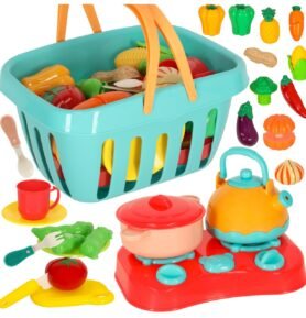 Tomido Dětská sada na krájení Zelenina ovoce hrnce košík