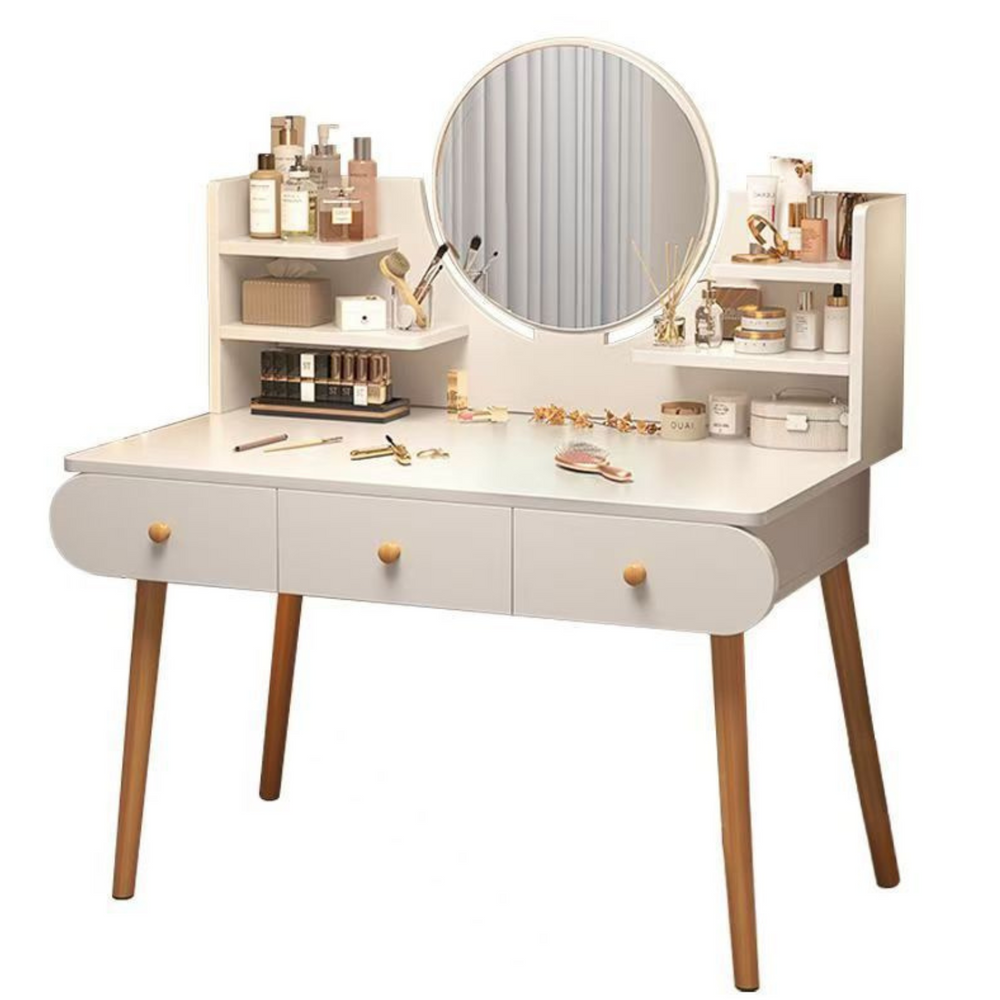 Tomido Kosmetický Toaletní Stolek Se Zrcadlem Tři Zásuvky Bílý