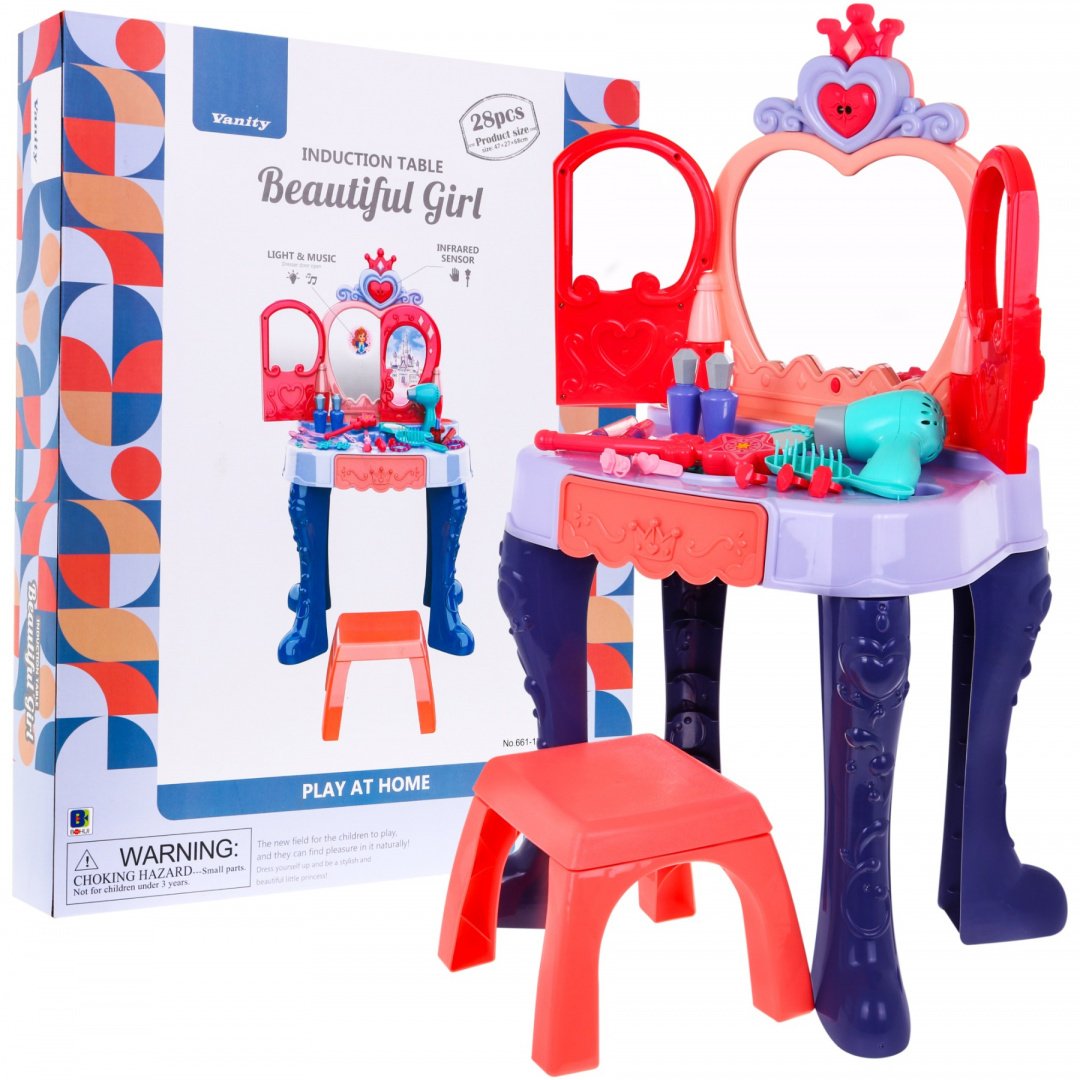 Tomido Interaktivní Toaletní stolek pro holčičky 3+ Kouzelná hůlka + Příslušenství 28 ks