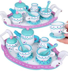 Tomido Dětské dřevěné nádobí Čajový a kávový servis Šálky Konvička