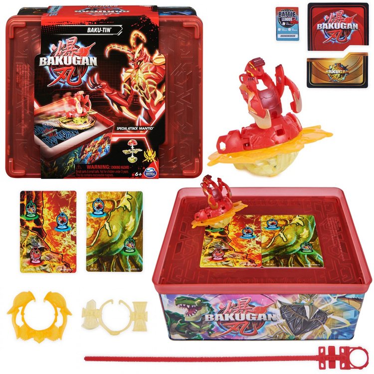 Tomido Figurky Bakugan v sběratelské plechovce s kartami