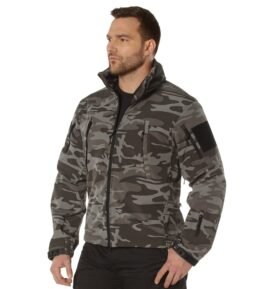 Bunda TACTICAL s kapucí softshell BLACK CAMO vel. M