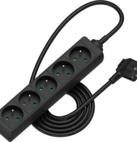 AlzaPower prodlužovací přívod 230V 5 zásuvek 1.5m černý
