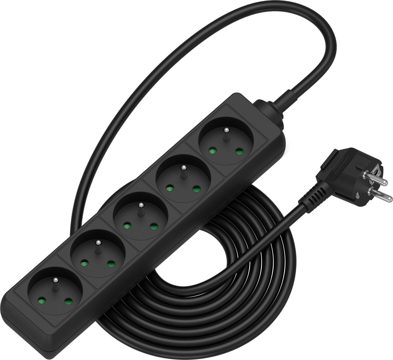 AlzaPower prodlužovací přívod 230V 5 zásuvek 2m černý