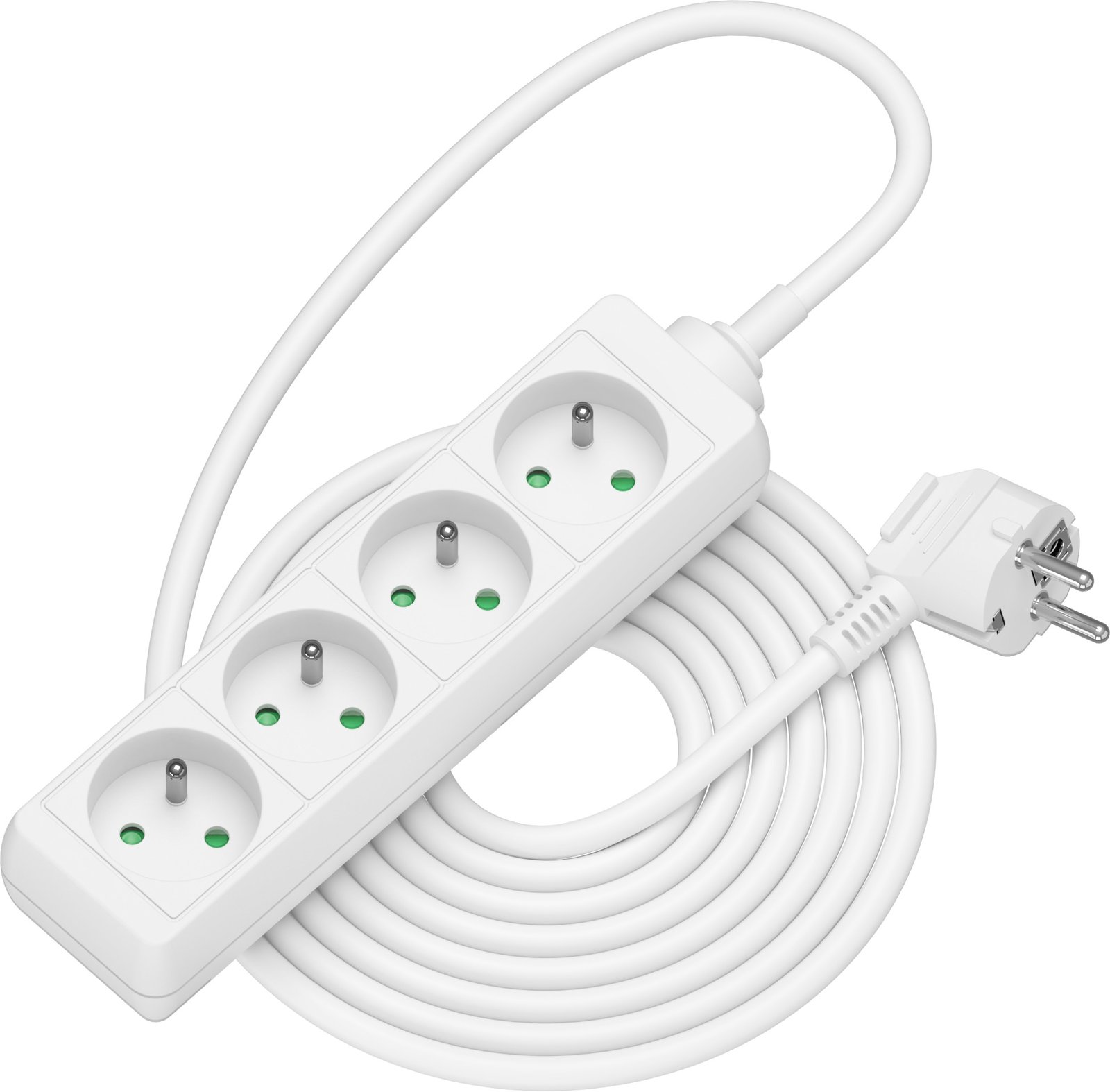 AlzaPower prodlužovací přívod 230V 4 zásuvky 5m bílý