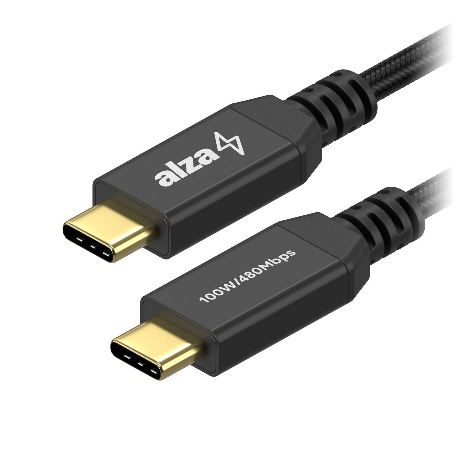 AlzaPower AluCore USB-C to USB-C 2.0 100W 0.5m černý