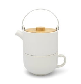 Bredemeijer Sada Umea Tea for one, bílá s bambusovým víkem (0,5l)