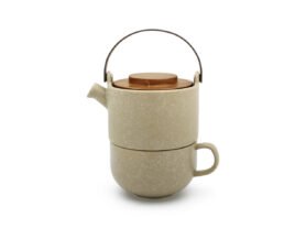 Bredemeijer Sada Umea Tea for one, šedá s bambusovým víkem (0,5l)