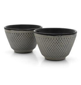 Bredemeijer Litinové hrnky na čaj Jang, šedé (sada 2 ks)