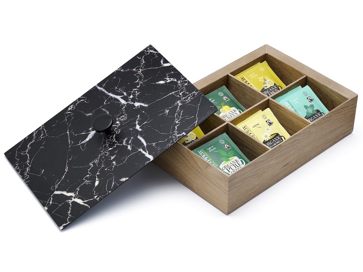 Bredemeijer Krabička na čaj s mramorovým víkem (6 přehrádek) - Obrázek 2