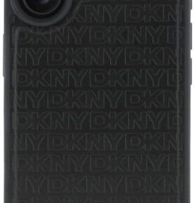 DKNY PU Leather Repeat Pattern Stack Logo MagSafe Zadní Kryt pro iPhone 16 Black