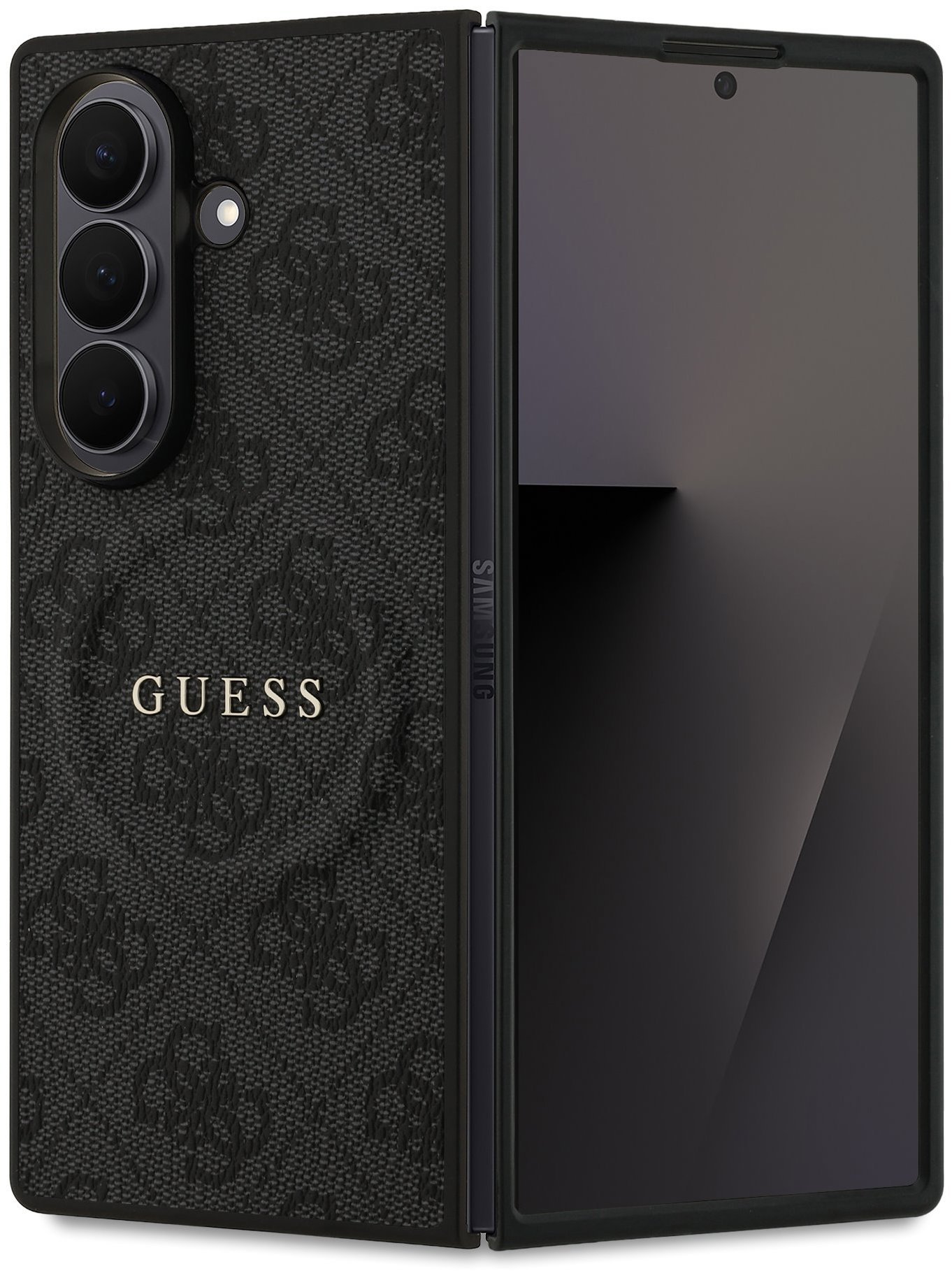 Guess PU Leather 4G Colored Ring Magnetic Zadní Kryt pro Samsung Galaxy Z Fold 7 Black